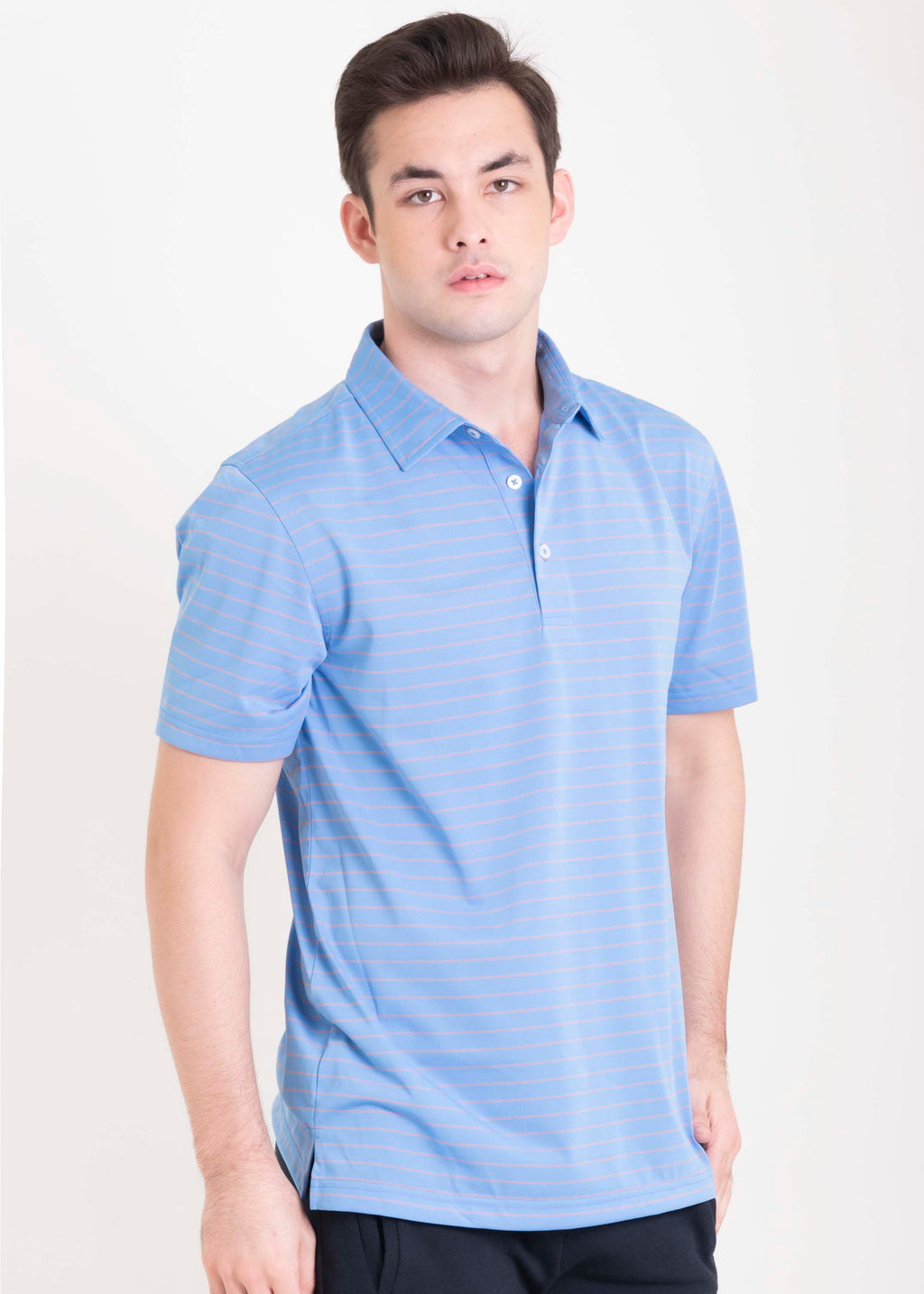 Ramé Dryfit Polo Shirt in Blue and Orange Stripes