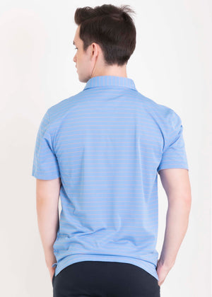 Ramé Dryfit Polo Shirt in Blue and Orange Stripes