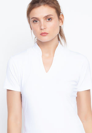 Âme Mesh Back Polo Shirt in White