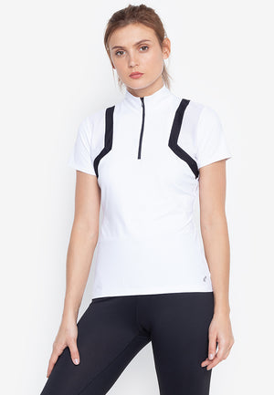 Amel Zip Polo Shirt in White